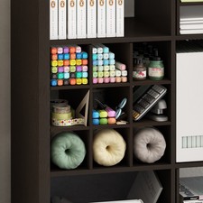 Furinno CUBICLE 9 Cube Organizer Not for IKEA Kallax Shelving Black Oak