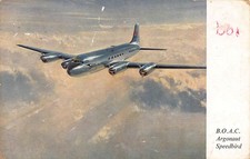 B.O.A.C. Argonaut Speedbird Flugzeug Militär Lachs Postkarte (A16) um 1951