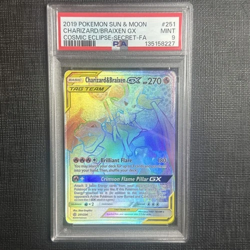 Charizard & Braixen GX (Secret) 251/236 Sm-Cosmic Eclipse Holo Psa 9 mint