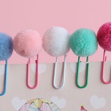  Set of 2 Pompom Bookmark Kawaii Stationary Cool Unique Bookmarks