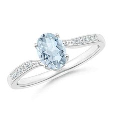 Aquamarine Gemstone 925 Silver Daughter Solitaire with Accents Ring Jewelry