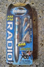 Quasar Model QP-6 Radio Pen Fm Am Radio Stereo Earbuds Black Ink Silver