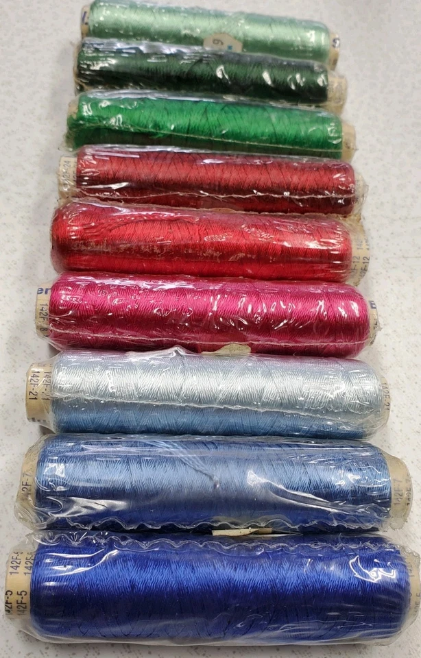 Rhode Island Textiles (YLI)  Ribbon Floss Lot of 9 Blues Greens Reds - Image 3 of 4