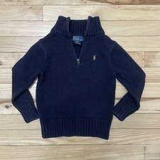 Polo Ralph Lauren Sweater Boys 3T Blue Pullover 1/4 Zip Mock Neck Pony Logo Kids