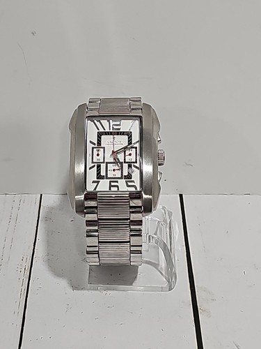 Croton Retro White & Silver Men's Rectangle Chronomaster Wristwatch