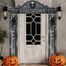 3Pcs Halloween decorations door Banners Halloween Cemetery Archway Door Banne...