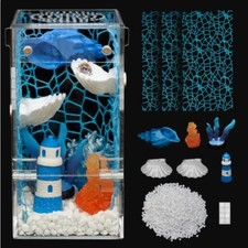 Jumping Spider Enclosure Starter Kit Blue Small 3 x 3 x 6 in Acrylic Terrarium