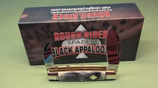 ROUGH RYDER Black Appaloosa Bone Senator 2 Blade Pocket Knife RR2488