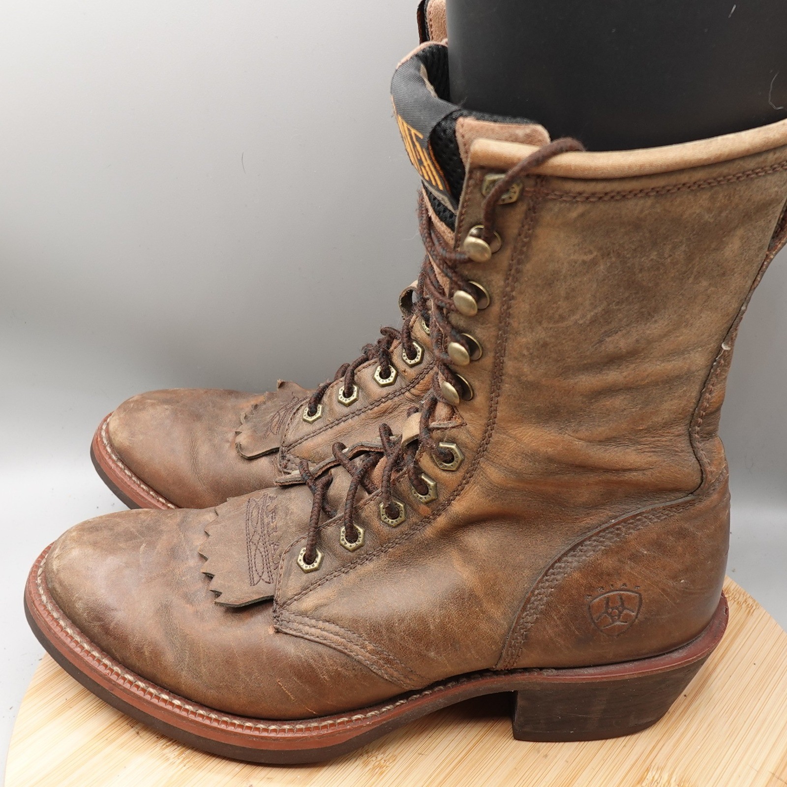 S 8.5d Brown Lacer Kiltie Ats Leather Work Lace Up 35029 Fla