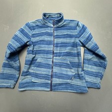 Eddie Bauer Kids Fleece Jacket Boys Small 7/8 Blue Striped Full Zip Outdoor