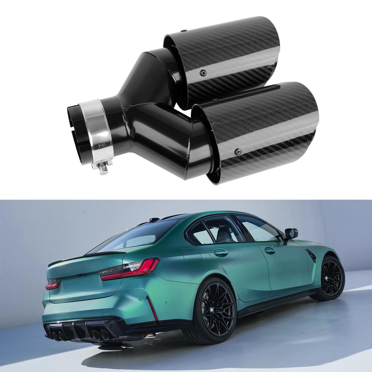 For Porsche Cayenne Pair Carbon 3'' to 4'' Dual Exhaust Pipe Tail