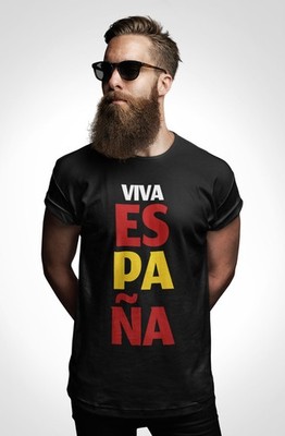Camiseta de España.  VIVA ESPAÑA, color negra modelo premium. 100% Algodón