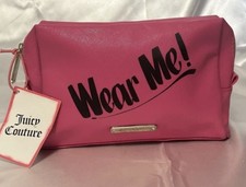 NWT JUICY COUTURE Vintage Y2K Pink WEAR ME Cosmetic MAKEUP Travel Bag Case New