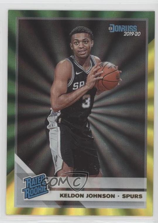 2019 Panini Donruss Rated Holo Green & Yellow Laser Keldon Johnson Rookie RC d4v