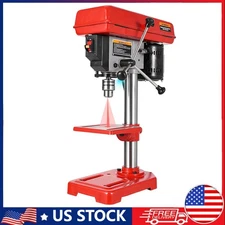 8" Benchtop Drill Press 5-Speed Cast Iron Drill Press 0-45°Tilting w/ LED Light