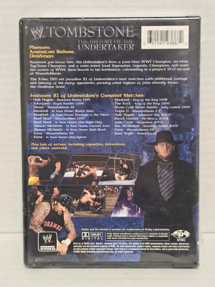 WWE TOMBSTONE: THE HISTORY OF THE UNDERTAKER (DVD, 2005, 3-Disc Set) NEW, SEALED - Image 2 of 4