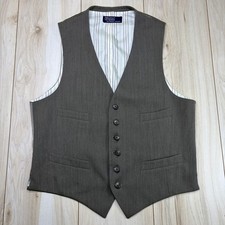 VTG Polo BY Ralph Lauren Wool Suit Vest Waistcoat Beige Mens Medium 38