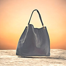 PRADA WOMEN'S BAG SHOULDER EMBOSSED LOGO DARK BLUE LEATHER AUTHENTIC