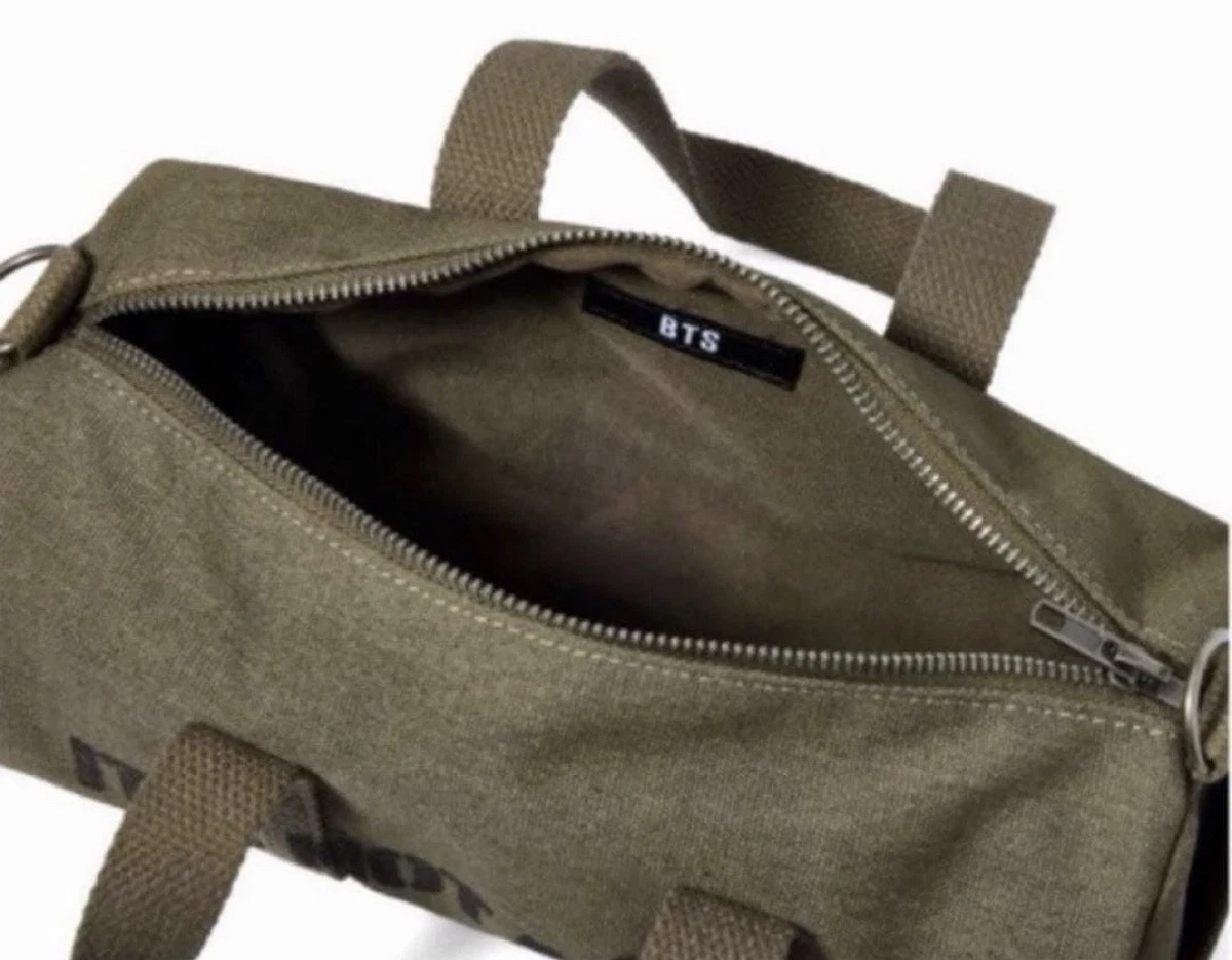 BTS Official Light Stick Bag Green Duffel Zip Closure Adjustable Shoulder Strap