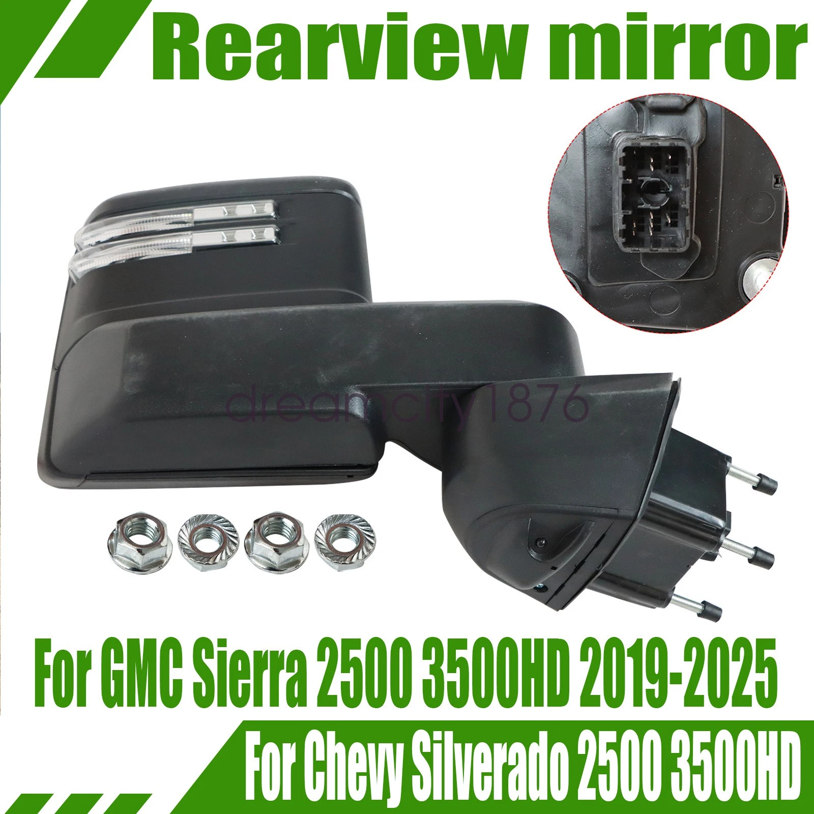 Tow Mirror Passenger Right Side For 2019-2024 Chevy Silverado GMC Sierra 2500HD