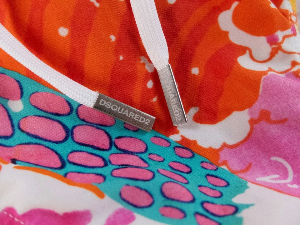 DSQUARED2 Blanco Abstracto Estampado Floral Calzoncillos de Natación Talla Mediana Gay LGBT Auténticos Foto 4 de 4