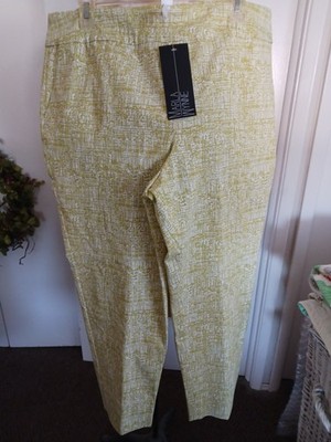 MARLA WYNNE FLATTER-FIT PANTS, PEAR NWT, 18W PETITE, GRAPHIC PRINT