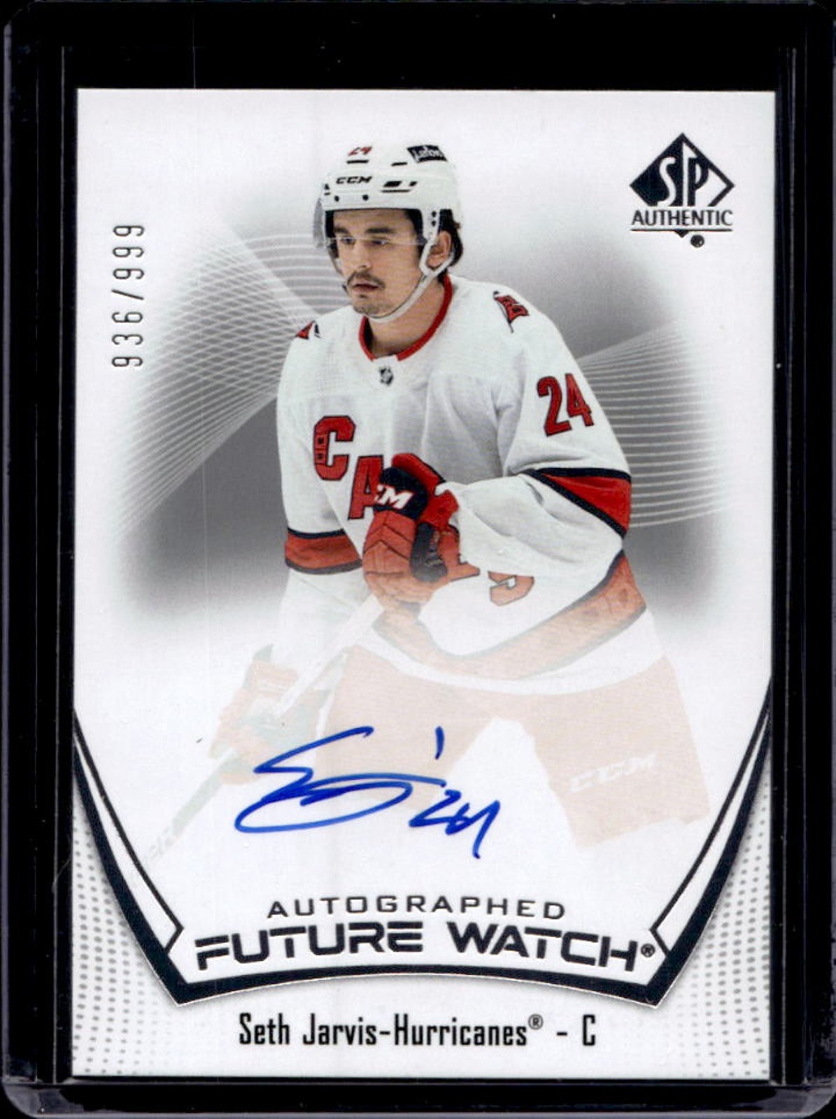 2021-22 SP Authentic Seth Jarvis RC Auto Future Watch #936/999 Hurricanes