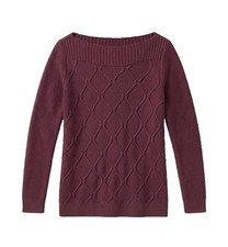 LOFT Ann Taylor Women s XS Cable Knit Sweater Boat Neck Long Sleeve Burgundy