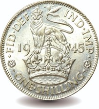 1945 George VI Silver Shilling Coin Royal Mint