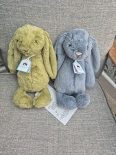 Jellycat Bashful Moss & Dusky Blue Bunny Pair 31cm Medium Retired Rare BNWT