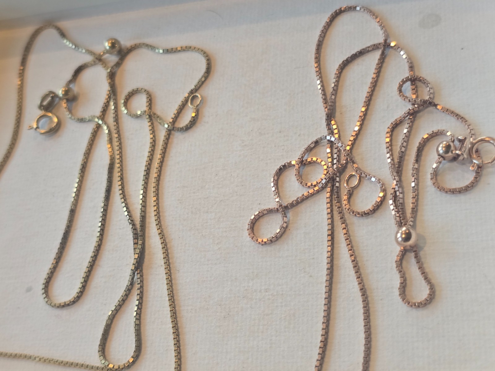 2 24" Adjustable solid sterling silver rose gold … - image 7