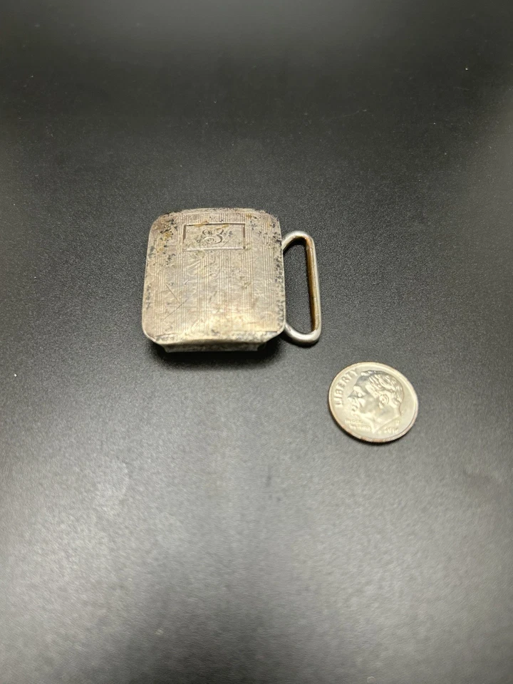 Hebilla de cinturón vintage de plata esterlina maciza para hombre con monograma grabado 16,3 g Foto 3 de 4