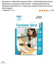 IMAK Computer Glove - Ergonomic Wrist Support with ergoBeads - Brand New, Sealed