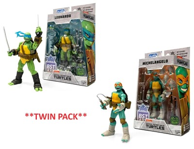 TMNT BST AXN Leonardo & Michelangelo 5'' Action Figuren Set Ninja Turtles