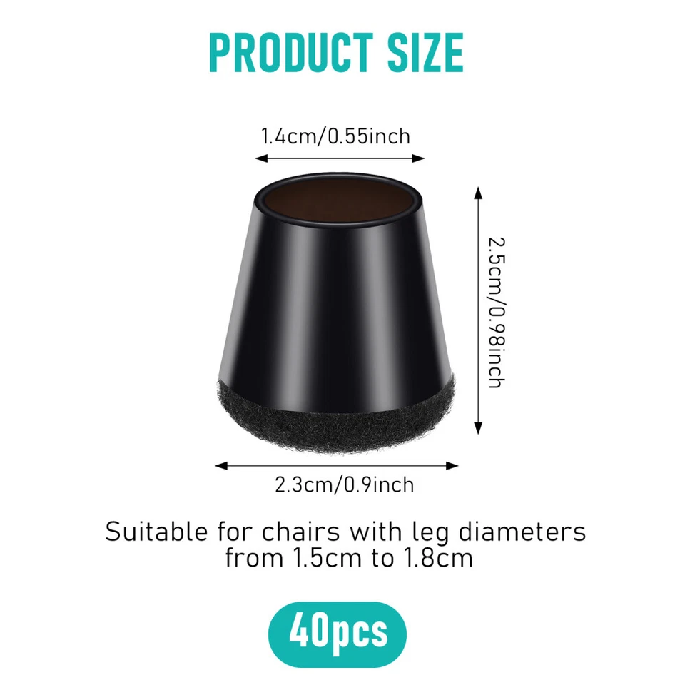 40 Stk Flexible Stuhlbein Schutzkappen Filzgleiter Bodenschutz Schoner Elastisch - Bild 3 von 4