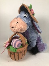 Disney Store Plush Easter Eeyore Basket Hat Flowers Eggs 6  Stuffed Animal Toy