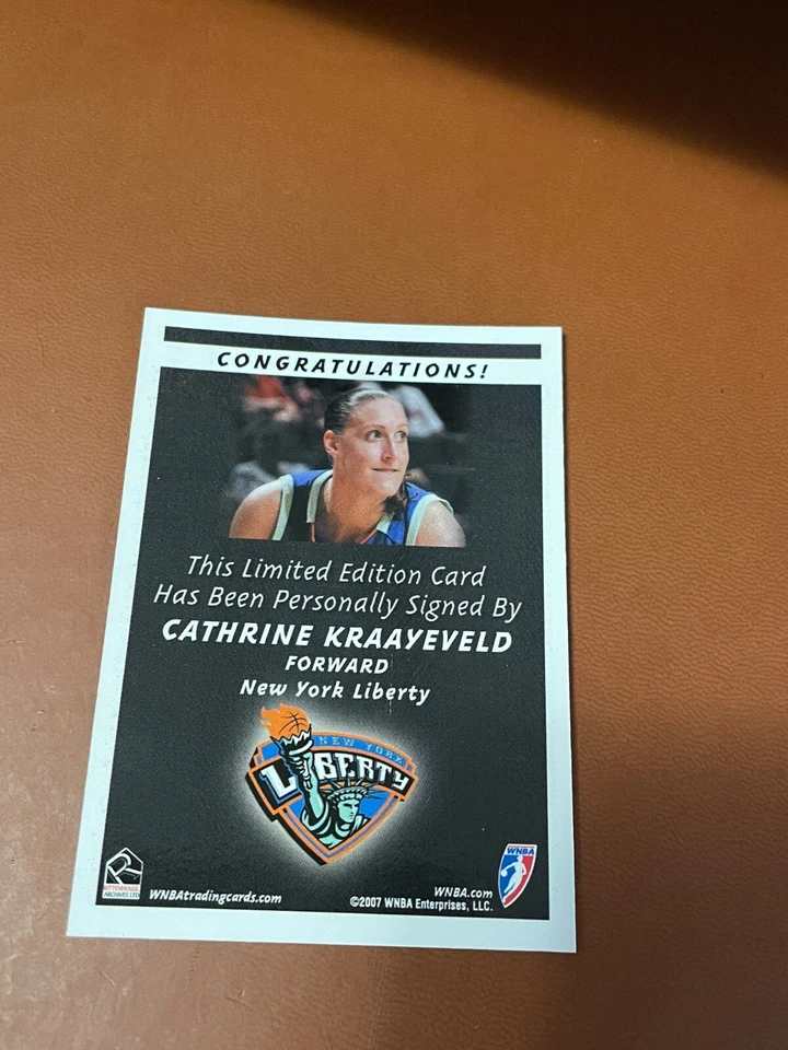 2007 Rittenhouse WNBA Autograph Cathrine Kraayeveld New York Liberty - Image 2 of 2