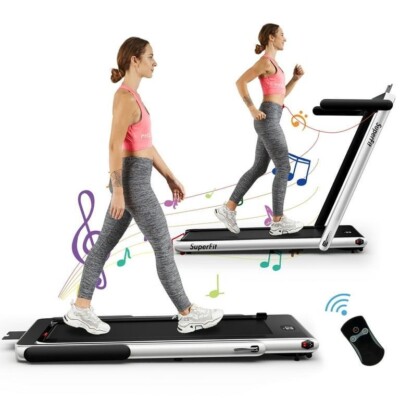 SuperFit 2.25HP 2 in 1 Folding Treadmill Remote APP Control Speaker for Gym