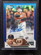 2023 Topps Chrome David Villar Blue Refractor  Autographed 071/150 Giants RA-DV