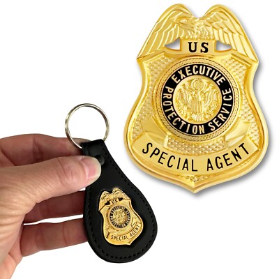 Executive Protection Service Special Agent - Mini Badge Leather Keychain