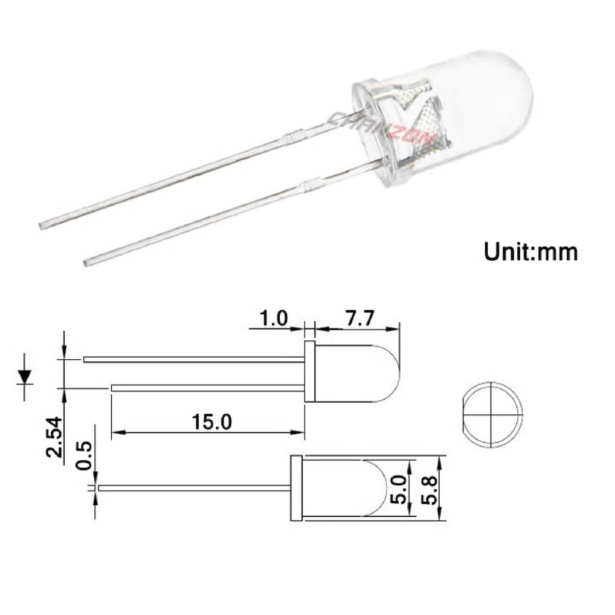 Kit Diodi LED 10mm Alta Luminosità Con Resistenze - Bianco, Rosso, Verde, Blu, Giallo
