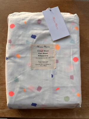 Meri Meri Terrazzo Spannbetttuch & Flachbetttuch Kissenhülle Bio Baumwolle 200 Fäden Paket