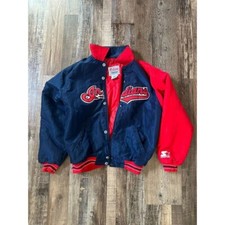 VTG Starter Cleveland Indians MLB Satin Jacket Youth M Diamond Collection 90s