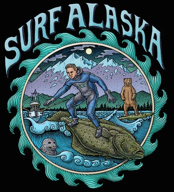 Ray Troll Surf Alaska Halibut Fishing NEW adult t-shirt XX, L, S cotton tee