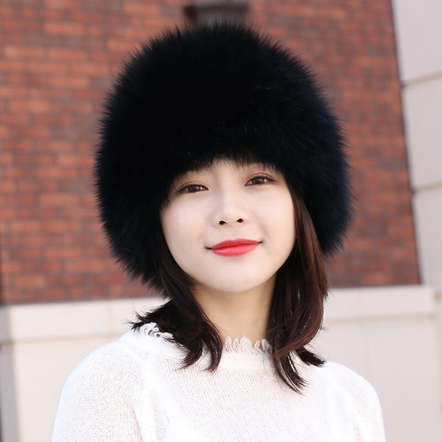 Womens Winter Warm Real Fox Fur Hat 