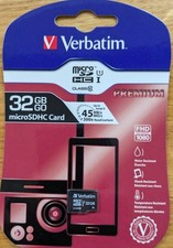 Verbatim 32GB micro SDHC Card for camera mobile cctv tablet. Brand New in Packet