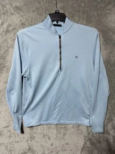 Greyson Pullover Mens Medium Teal Quarter Zip Performance Golf Mock Neck