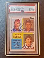 1984 Topps Tiffany 83' Highlights Yastrzemski Bench Retire Dual Autographed PSA