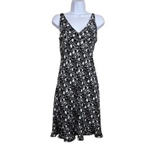 Express Womens Sleeveless Black White V-Neck Floral Print Mini Dress Size 1/2