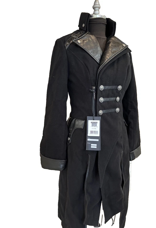 Nuevo con etiquetas Abrigo Chaqueta Negro Steampunk Steampunk Gótico Metal Militar Nuevo PUNK RAVE Med. Foto 2 de 4